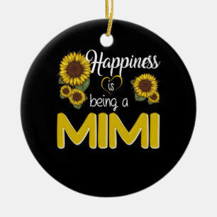 Ornamento De Cerâmica Presente Mimi  A Felicidade É Um MiMi Girassol