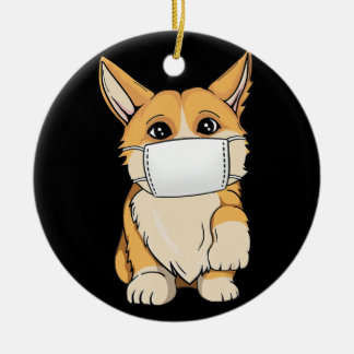 Ornamento De Cerâmica Presente no cão | Máscara de Visto Corgi