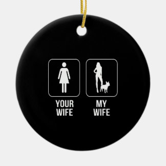 Ornamento De Cerâmica Presente no cão | Sua Esposa - Minha Esposa Buldog