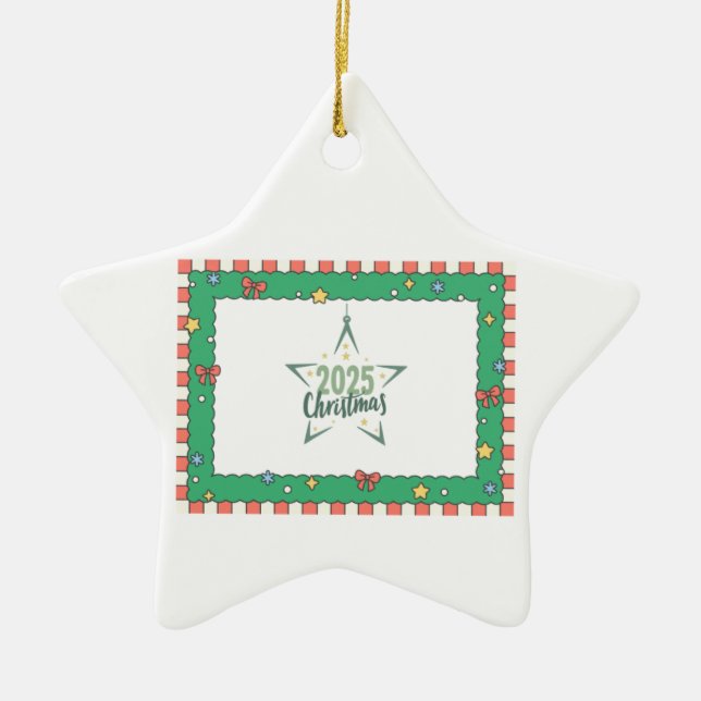 Ornamento De Cerâmica Presente no Natal (Frente)