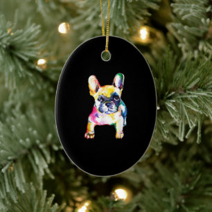 Ornamento De Cerâmica Presente para Bulldog Francês com Aquarela Origin