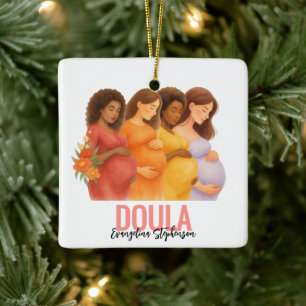 Ornamento De Cerâmica Presente para Cliente DOULA com Logotipo QR em Aqu