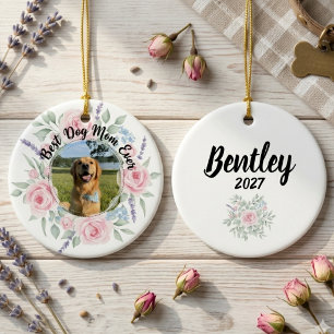 Ornamento De Cerâmica Presente para Mãe de Cachorro – Lembrança Floral d