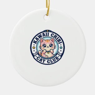 Ornamento De Cerâmica Presente para Mãe de Gato Kawaii Chibi - Kawaii Ch