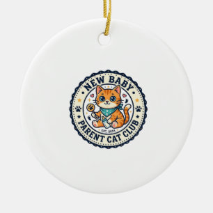 Ornamento De Cerâmica Presente para Mãe de Gato - Novo Bebê P