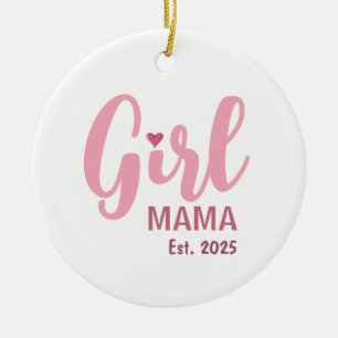 Ornamento De Cerâmica Presente para Nova Mamãe de Menina Est. 2025