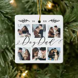 Ornamento De Cerâmica Presente para Pai de Cães Colagem de Fotografias