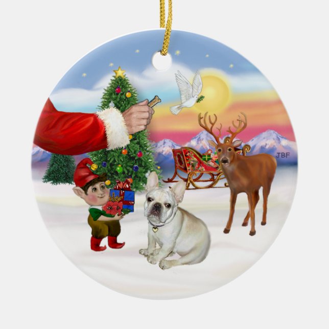 Ornamento De Cerâmica Presente para um Bulldog Francês (Frente)