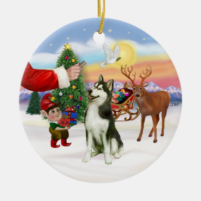 Ornamento De Cerâmica Presente para um Husky Siberiano (#3) (Frente)