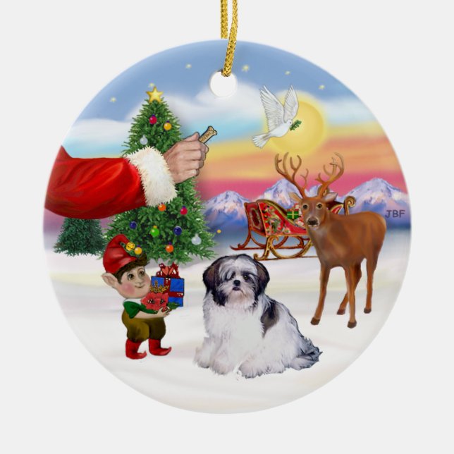 Ornamento De Cerâmica Presente para um Shih Tzu (A) (Frente)