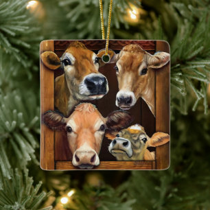Ornamento De Cerâmica Presente Para Vaca Fresca De Xmas Funny Beef Farme