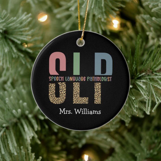 Ornamento De Cerâmica Presente patologista de língua de fala do SLP pers (Árvore)