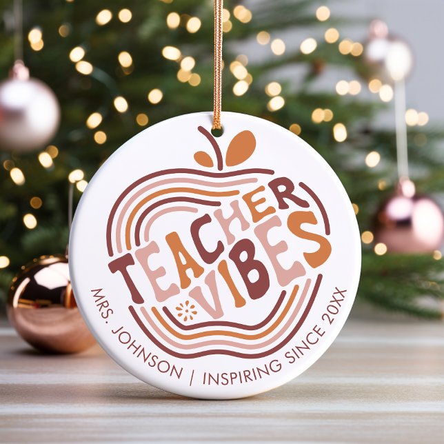 Ornamento De Cerâmica Presente Personalizado Boho Apple para Agradecimen (Criador carregado)