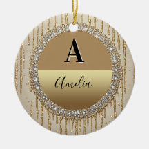 Presente Personalizado Com Monograma Dourado Para 