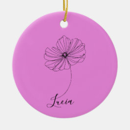 Ornamento De Cerâmica Presente Personalizado da Flor de Nascimento Cosmo