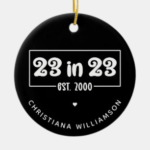 Ornamento De Cerâmica Presente Personalizado de Aniversário de 23 Anos 2
