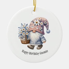 Ornamento De Cerâmica Presente Personalizado de Aniversário Feliz Gnome 