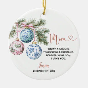 Ornamento De Cerâmica Presente personalizado de casamento Mãe do Natal