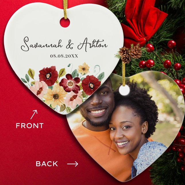 Ornamento De Cerâmica Presente personalizado de casamento - Presente par (Criador carregado)