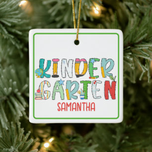 Ornamento De Cerâmica Presente Personalizado de Escola de Jardim de Infâ