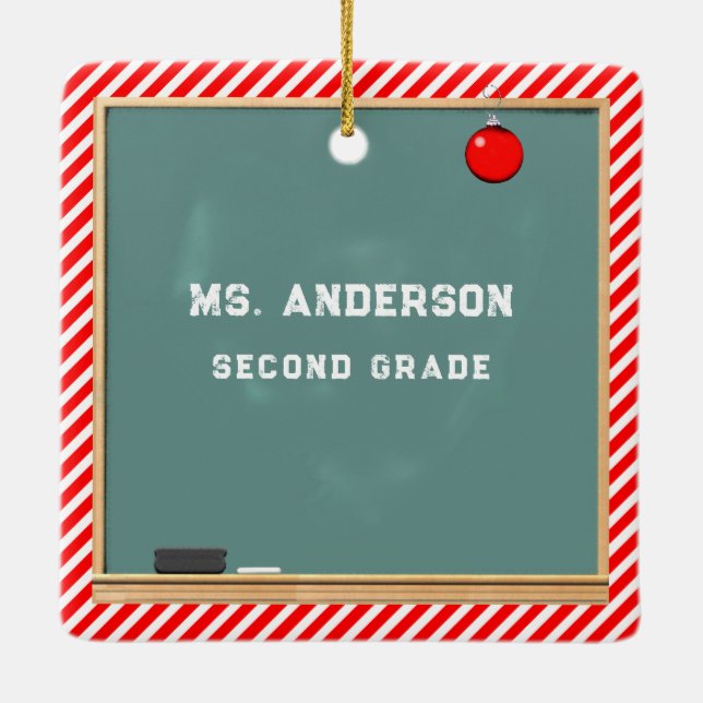 Ornamento De Cerâmica Presente personalizado de férias de professor (Verso)