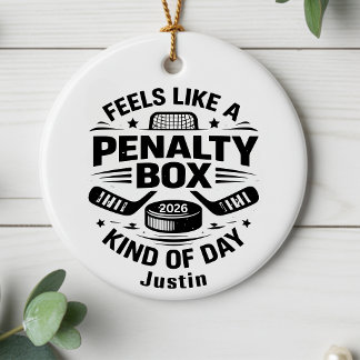 Ornamento De Cerâmica Presente Personalizado de Hóquei no Gelo Engraçado