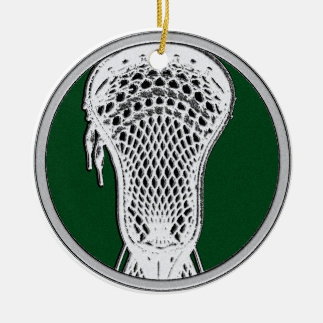 Ornamento De Cerâmica Presente personalizado de Lacrosse Keepsasak (Frente)