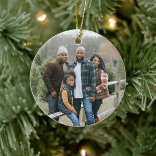 Ornamento De Cerâmica Presente Personalizado de Natal com Foto da Famíli