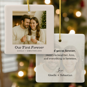 Ornamento De Cerâmica Presente Personalizado de Natal para Casal com Fot