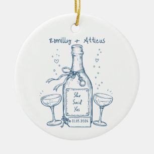 Ornamento De Cerâmica Presente Personalizado de Noivado 'Ela Disse Sim'