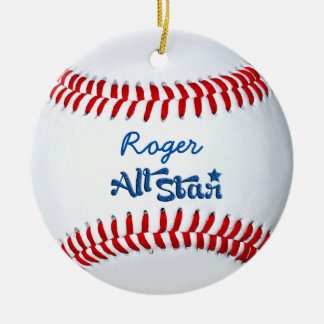 Ornamento De Cerâmica Presente personalizado do jogador de beisebol