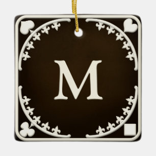 Ornamento De Cerâmica Presente Personalizado Monograma de Filigrana Góti