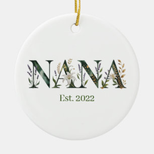 Ornamento De Cerâmica Presente Personalizado para a Nana com Ano de Est