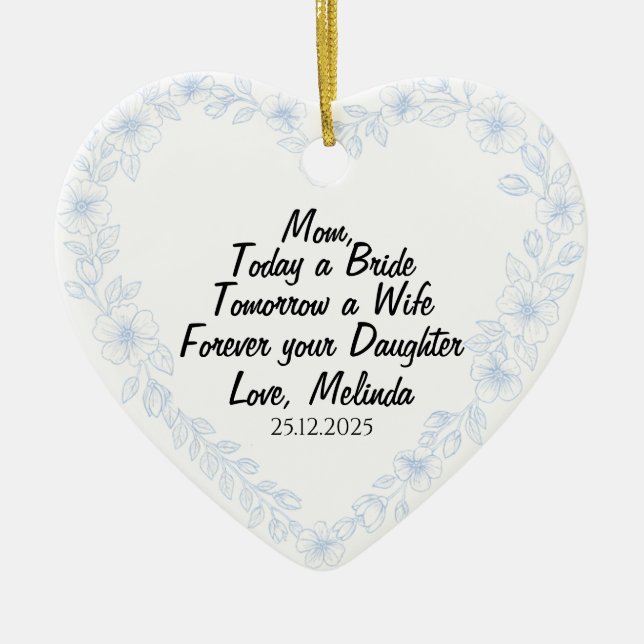 Ornamento De Cerâmica Presente Personalizado para Mãe da Noiva Presente  (Frente)