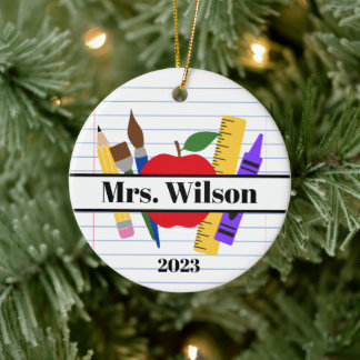 Ornamento De Cerâmica Presente Personalizado para Professor Régua Lápis
