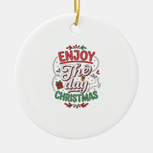 Ornamento De Cerâmica Presente Rena de Natal Aproveite o Dia