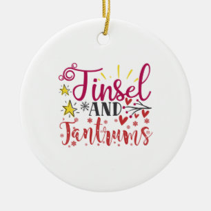 Ornamento De Cerâmica Presente Xmas Tinsel E Tantros