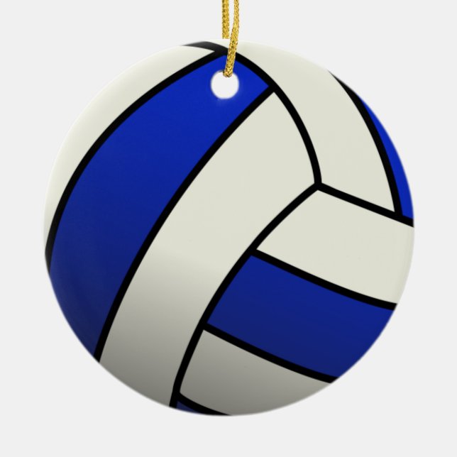Ornamento De Cerâmica Presentes da Equipe de Voleibol - Azul (Frente)