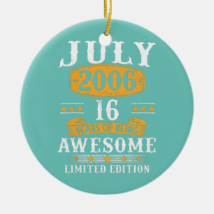 Ornamento De Cerâmica Presentes de 16 anos Vintage julho de 2006 16º ani