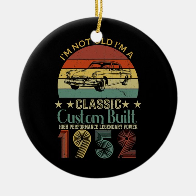 Ornamento De Cerâmica Presentes de 70 Birthday para Pai Masculino Retro  (Frente)