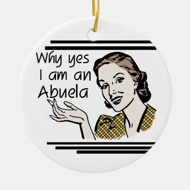 Ornamento De Cerâmica Presentes de Abuela Retroativa (Frente)