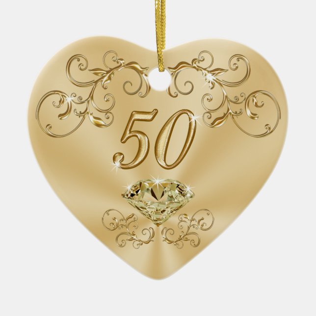 Ornamento De Cerâmica Presentes de aniversário dourados lindos para ela: (Frente)