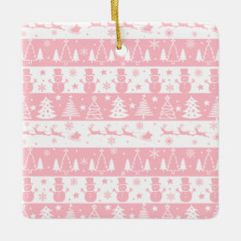 Ornamento De Cerâmica Presentes de inverno de Natal Rosa e Bonito