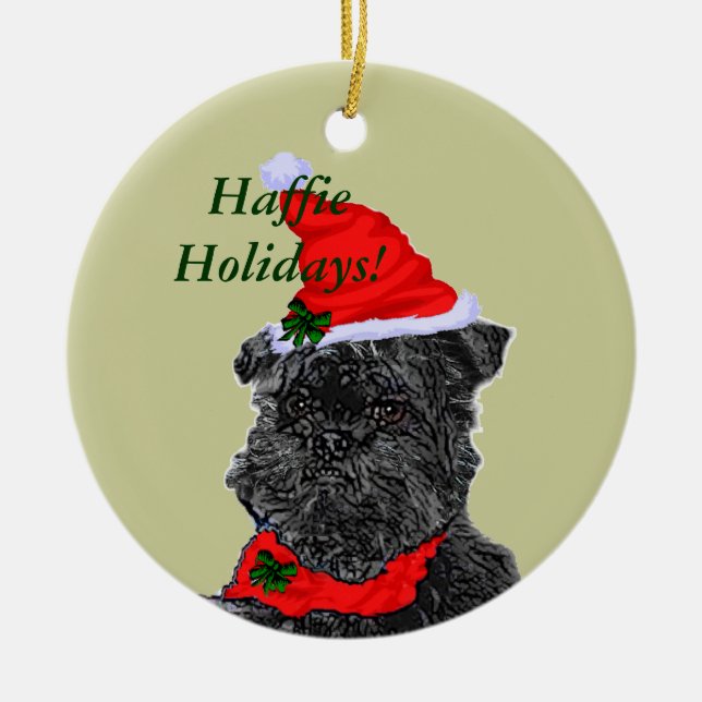 Ornamento De Cerâmica Presentes de Natal de Affenpinscher, Feriados Haff (Frente)
