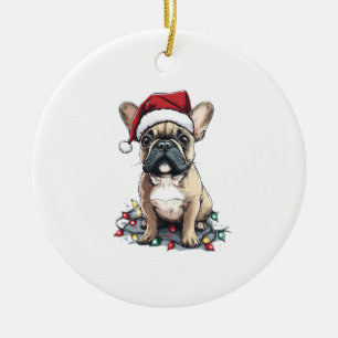 Ornamento De Cerâmica Presentes de Natal de Luzes de Cachorro Bulldog Fr