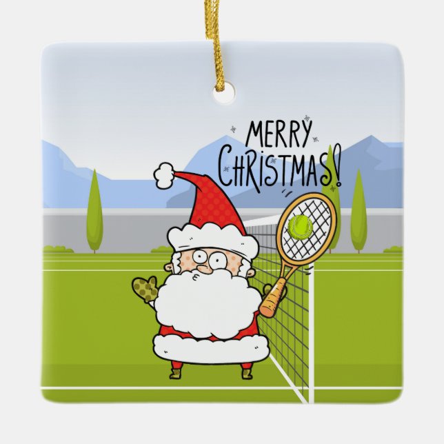 Ornamento De Cerâmica presentes de Natal para tênis player (Frente)