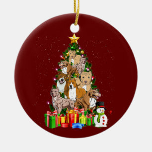 Ornamento De Cerâmica presentes de Natal pitbull amantes de cães bonito