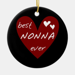 Ornamento De Cerâmica Presentes dos t-shirt de Nonna do coração vermelho