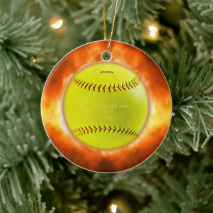 Ornamento De Cerâmica Presentes gays artísticos de Softball em chamas da