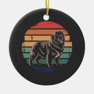 Ornamento De Cerâmica Presentes Retro Newfoundland Vintage Amante de Cãe